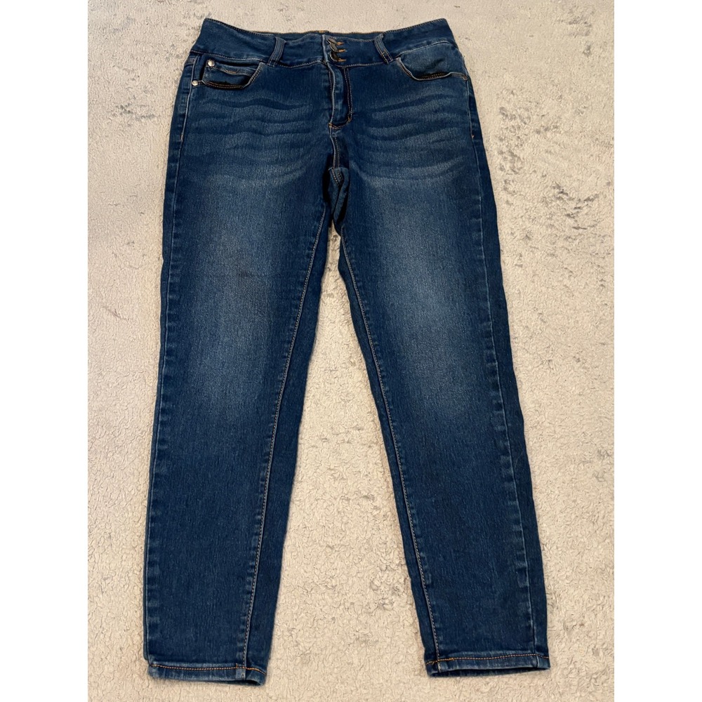 Tahari Womens High Rise Skinny Ankle Jeans Dark Wash Blue Size 12/31